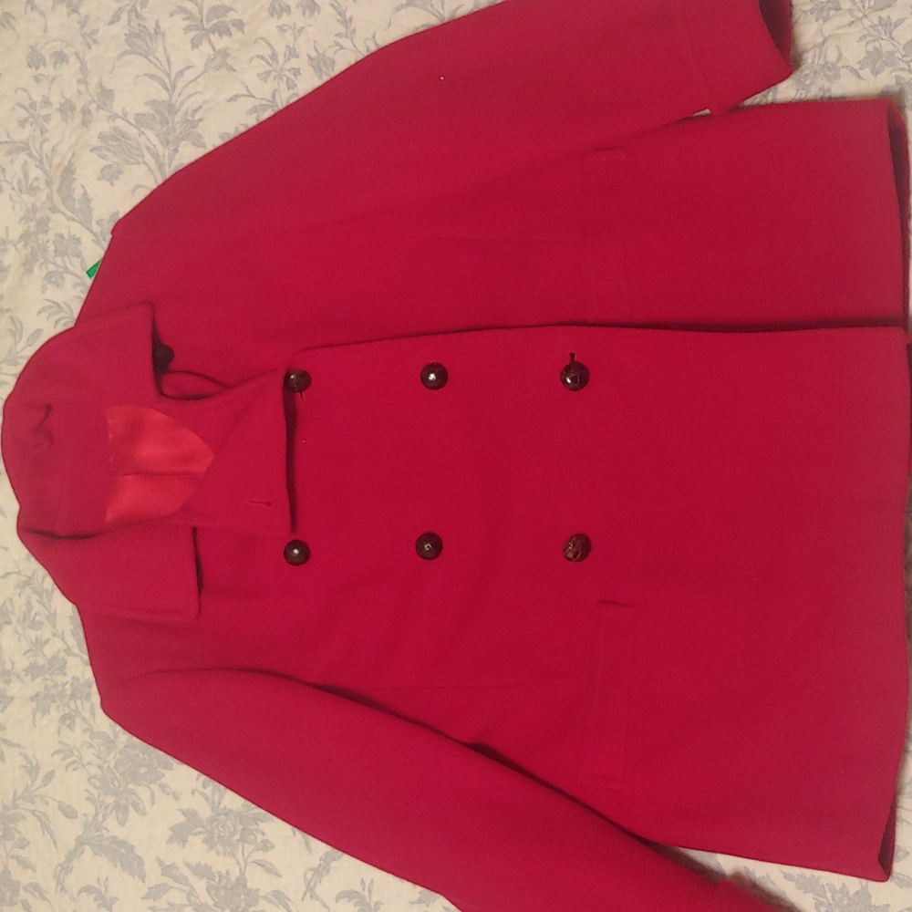 Vintage Wool Red Pea Coat size L/XL